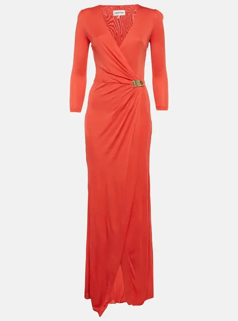Emilio Pucci Red Jersey V-Neck Long Dress S