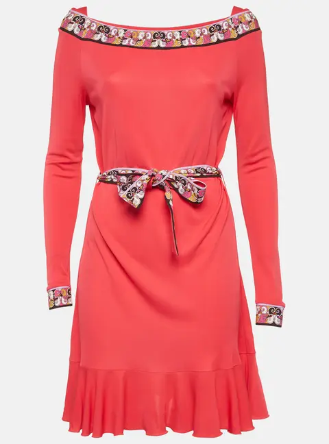 Emilio Pucci Pink Jersey Belted Mini Dress M