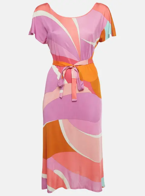 Emilio Pucci Multicolour Printed Jersey Belted Mini Dress M