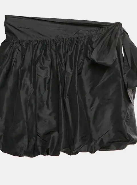 Emilio Pucci Black Silk Taffeta Bubble Hem Mini Skirt S