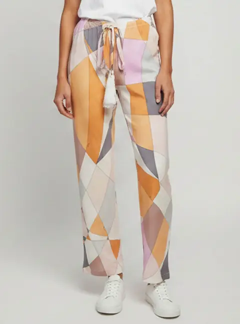 Emilio Pucci Multicolor Printed Stretch Silk Wide Leg Pants M