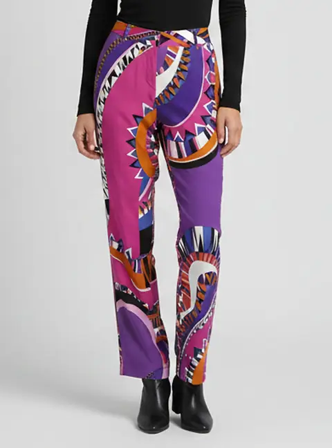 Emilio Pucci Multicolor Printed Stretch Crepe Trousers M