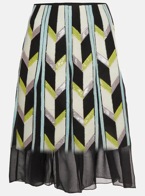 Emilio Pucci Multicolour Chevron Pattern Silk Embellished Mini Skirt S