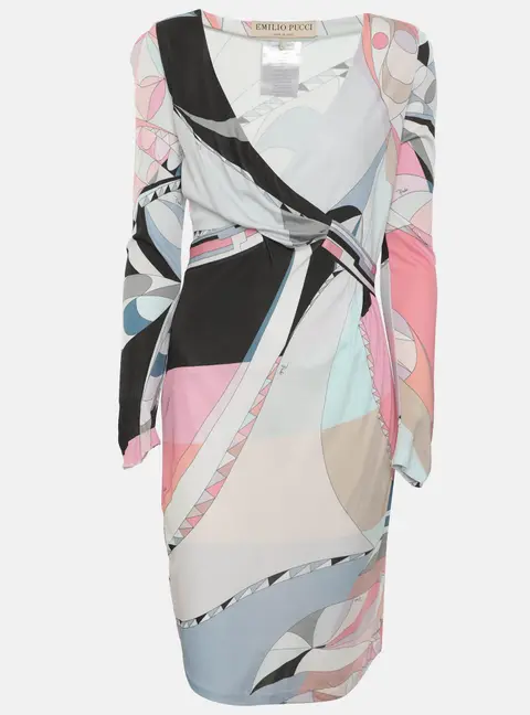 Emilio Pucci Multicolor Printed Jersey Long Sleeve Dress S