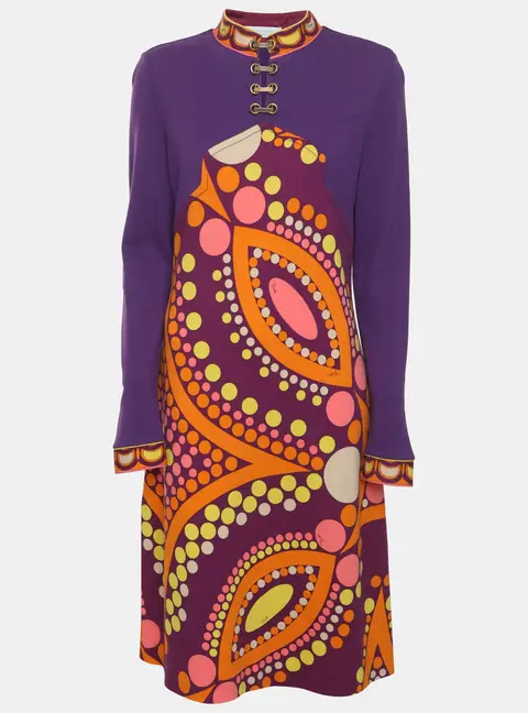 Emilio Pucci Multicolor Printed Stretch Wool Dress M