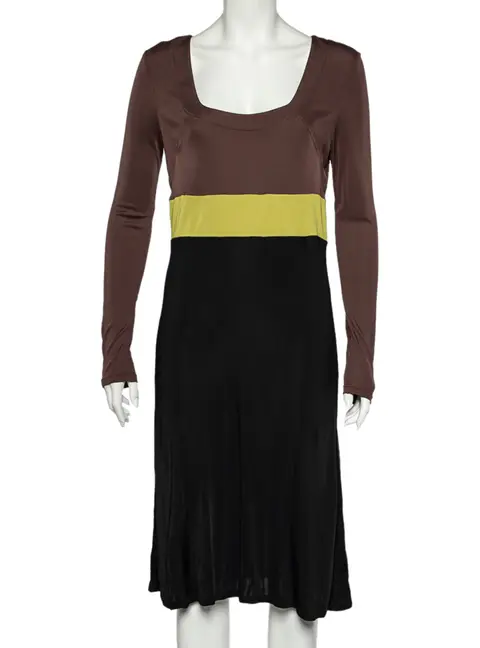 Emilio Pucci Firenze Black Colorblock Jersey Sheath Dress L