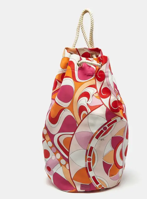 Emilio Pucci Rope Multicolor Printed Fabric Drawstring Backpack