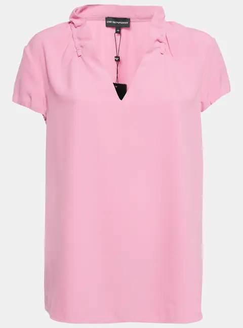 Emporio Armani Pink Stretch Crepe Short Sleeve Top L