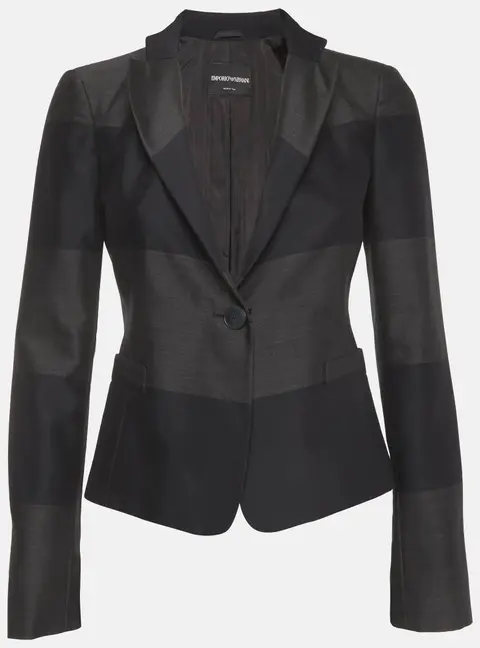 Emporio Armani Navy Blue/Grey Wool Blend Tailored Blazer S