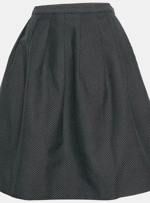 Emporio Armani Black Textured Cotton Blend Pleated Mini Skirt L