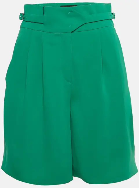 Emporio Armani Green Crepe Pleated Shorts S