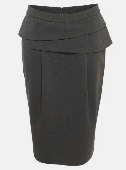 Emporio Armani Grey Jersey Layered Pencil Skirt L