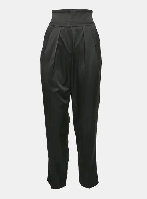 Emporio Armani Black Satin Pleated Trousers XS