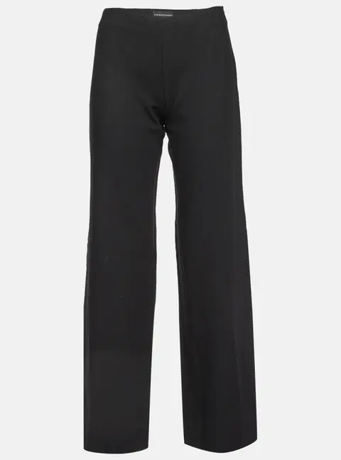 Emporio Armani Black Wool Wide Leg Trousers S
