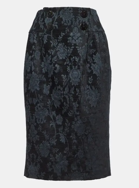Emporio Armani Black Floral Jacquard Midi Skirt M