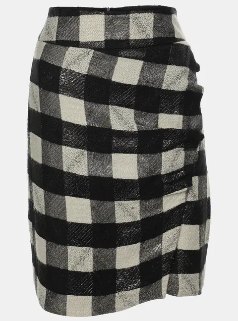 Emporio Armani Black/White Checkered Lurex Blend Midi Skirt M