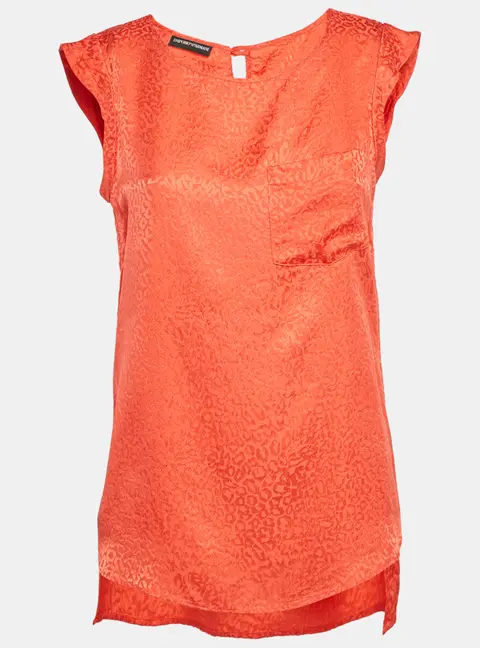 Emporio Armani Red Dobby Silk Sleeveless Top S