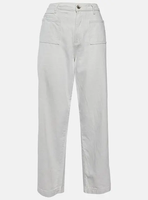 Emporio Armani Cream Cotton & Linen Straight Fit Trousers M/ Waist 31"
