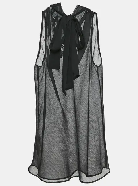 Emporio Armani Black Sheer Crepe Sleeveless Top M