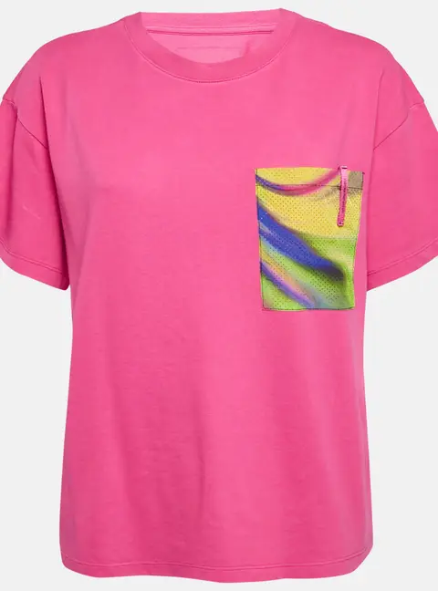 Emporio Armani Pink Mesh Pocket Detail Cotton T-Shirt M