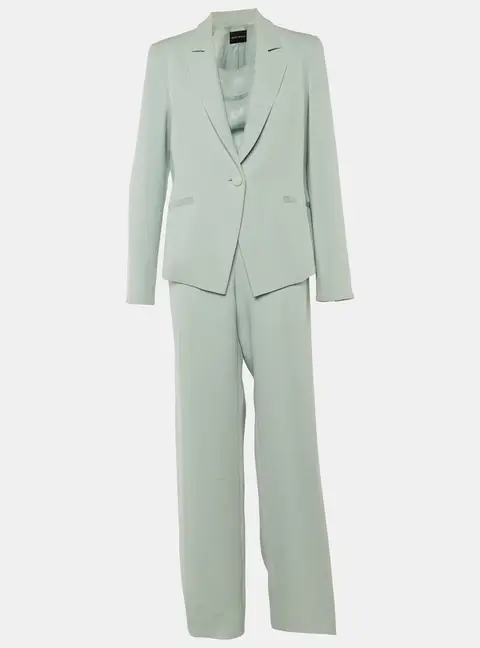 Emporio Armani Pale Blue Crepe Pant Suit L