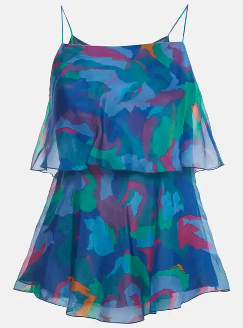 Emporio Armani Blue Printed Organza Top S