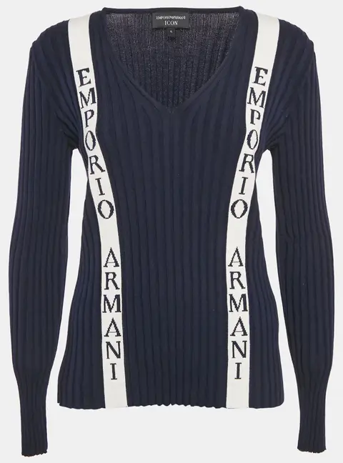 Emporio Armani Icon Navy Blue Logo Cotton Knit Jumper XL