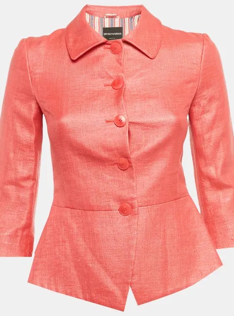 Emporio Armani Pink Basket Weave Jacket S
