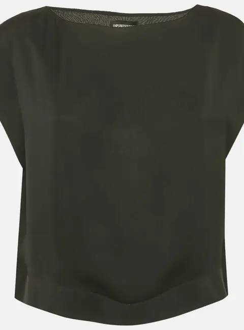 Emporio Armani Black Silk Cropped Top S