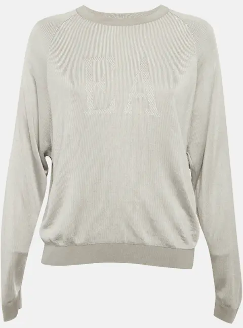 Emporio Armani Grey Logo Detail Fisherman&rsquo;s Rib Jumper M