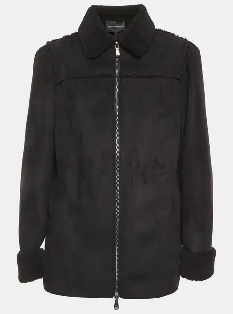 Emporio Armani Black Fleece Suede Zip Up Jacket M