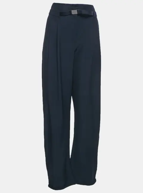 Emporio Armani Navy Blue Crepe Pleated Formal Trousers M