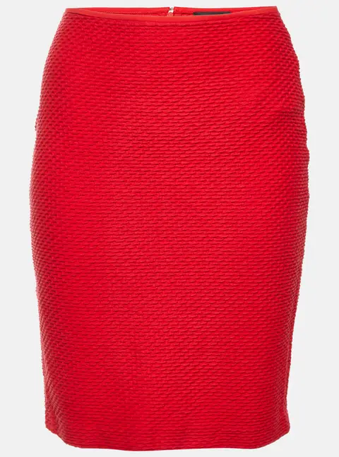 Emporio Armani Red Textured Cotton Pencil Skirt S