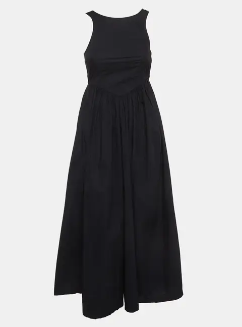 Emporio Armani Navy Blue Cotton Sleeveless Midi Dress XS