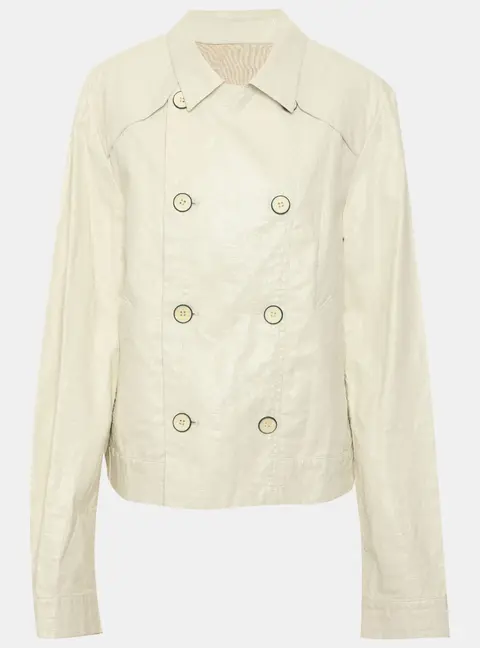 Emporio Armani White Coated Linen Blend Jude Line Double Breasted Blazer XL