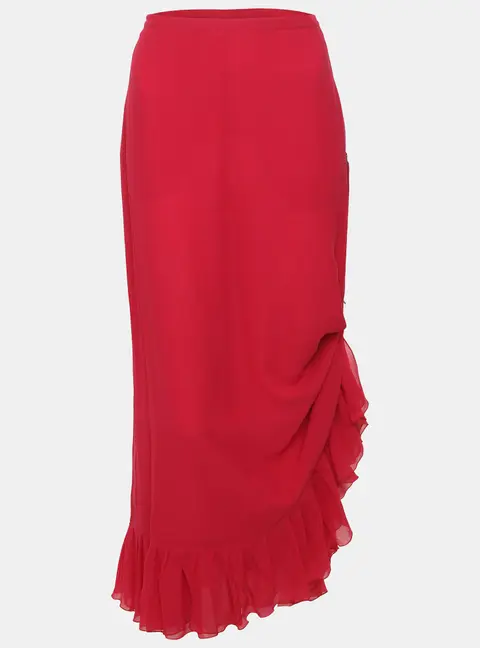 Emporio Armani Pink Crepe Ruffled Midi Skirt L
