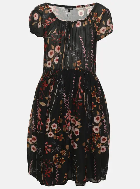 Emporio Armani Black Multicolor Printed Chiffon Knee Length Dress L
