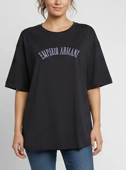 Emporio Armani Icon Navy Blue Logo Embroidered Jersey T-Shirt XXL