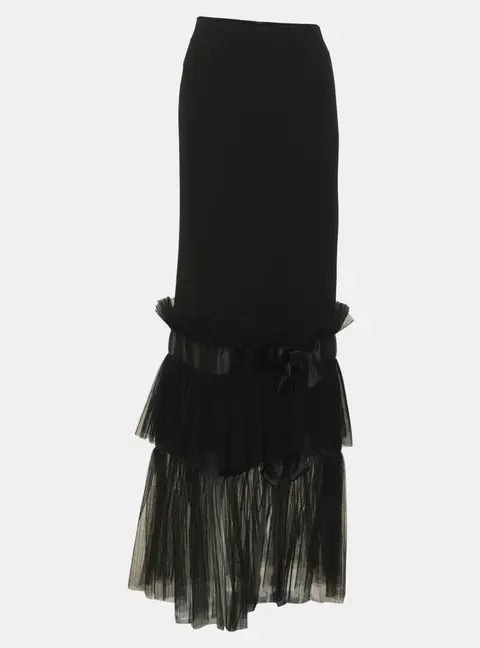Emporio Armani Black Crepe and Tulle Skirt S