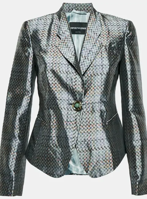 Emporio Armani Multicolor Geometric Print Synthetic Blend Blazer M