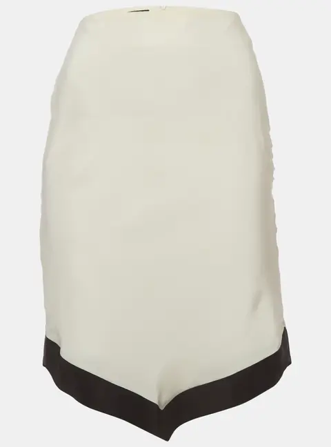 Emporio Armani Cream/Black Silk Asymmetric Mini Skirt S