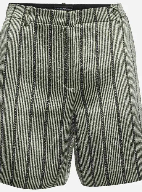 Emporio Armani Green Metallic Striped Lame Shorts M