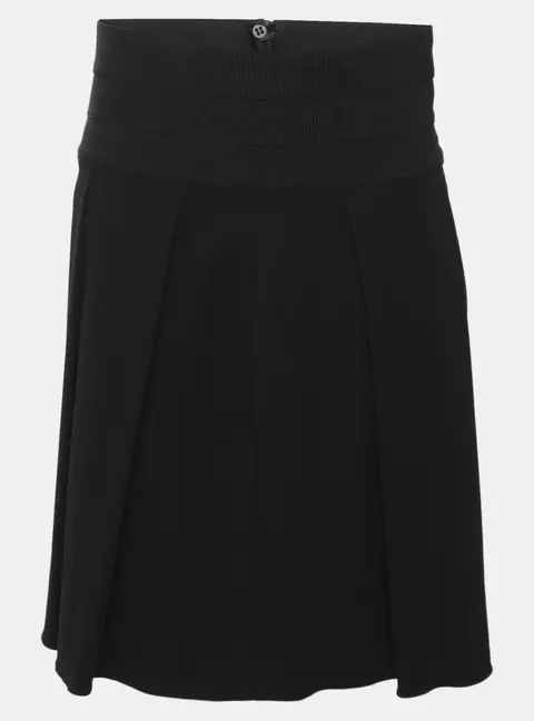 Emporio Armani  Black Stretch Crepe Pleated Midi Skirt S