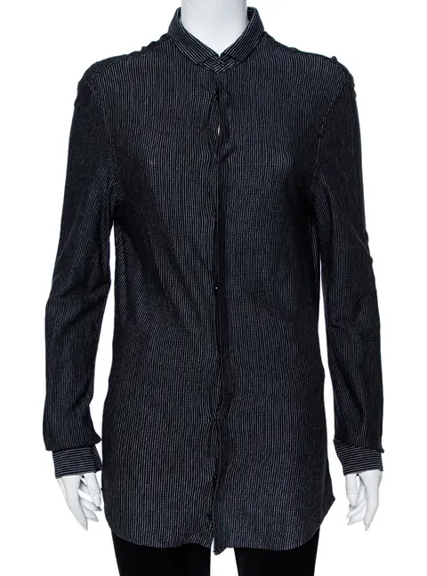 Emporio Armani Black Striped Knit Long Sleeve Shirt M