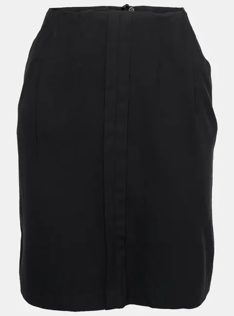 Emporio Armani Black Crepe Pleat Detail Short Skirt M