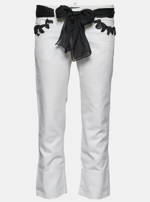 Emporio Armani White Denim Bandana Belted Jeans S Waist 31"