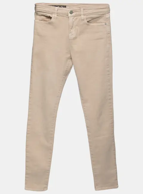Emporio Armani Beige Denim Logo Embroidered Skinny Jeans Waist 29"