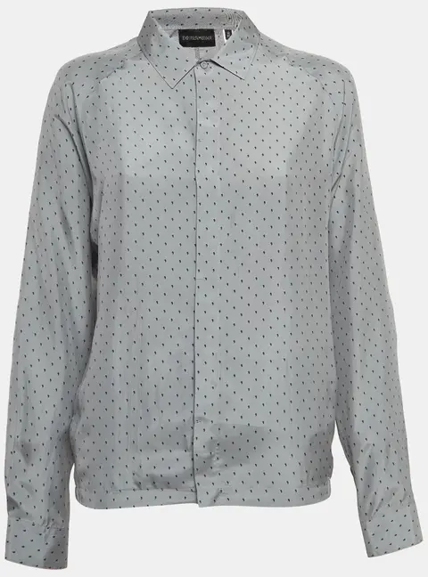 Emporio Armani Grey Paisley Print Silk Shirt S