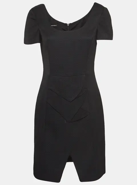 Emporio Armani Black Textured Canvas Mini Dress M