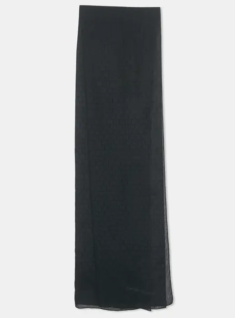 Emporio Armani Navy Blue Honeycomb Pattern Silk Scarf